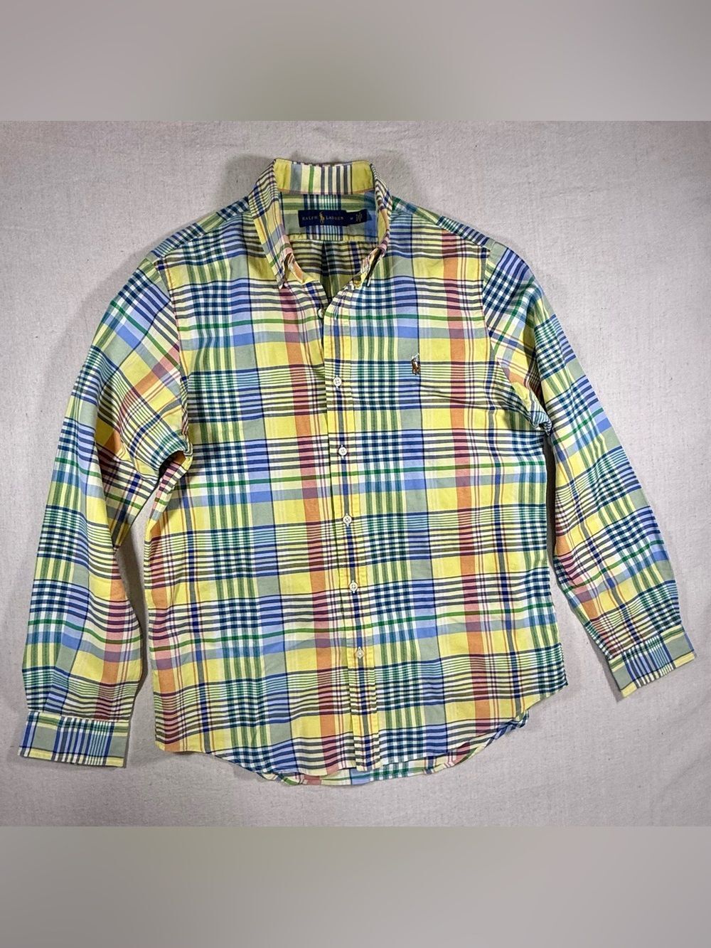 Ralph Lauren Plaid Button Down Shirt Men's Medium Multicolor Long Sleeve M
